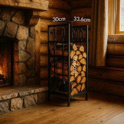 Adler AD 6815 Firewood Rack with Tools, Up to 80 kg, Two Shelves, Steel Construction, Black