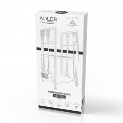 Стойка за дърва за огрев с инструменти Adler AD 6815, До 80 кг, Два рафта, Стоманена конструкция, Черен