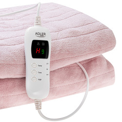 Adler AD 7443 Electric Blanket, 120W, 160x180 cm, LCD controller, Overheating protection, 7 settings, Timer, Pink