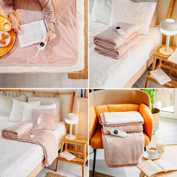 Adler AD 7443 Electric Blanket, 120W, 160x180 cm, LCD controller, Overheating protection, 7 settings, Timer, Pink