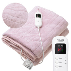 Adler AD 7443 Electric Blanket, 120W, 160x180 cm, LCD controller, Overheating protection, 7 settings, Timer, Pink