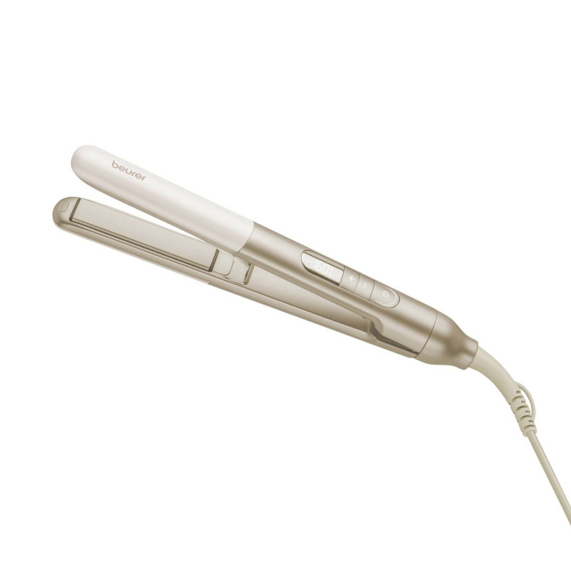 Преса за коса Beurer HS 70, 43W, Керамично покритие, Йонизация, 100-220C, LED дисплей, Бежов