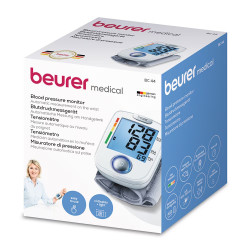 Monitor de tensiune arteriala Beurer BC 44, Indicator de aritmie si risc, Aplicatie, 2 x AAA, 14-19,5 cm, Alb