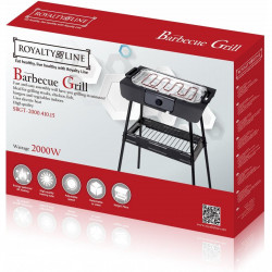 Elektromos grill Royalty Line RL-SBGT2000, 2000W, 38x28 cm, Összecsukható állvány, 200C, Termosztát, Leeresztő tálca, Fekete