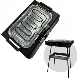 Електрическа скара Royalty Line RL-SBGT2000, 2000W, 38х28 см, Сгъваема стойка, 200C, Термостат, Тава за отцеждане, Черен