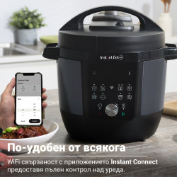 Мултикукър Instant Pot Plus WiFi, 1000W, 5.7 л, 9 програми, WiFi управление, LCD дисплей, Неръждаема стомана, Черен