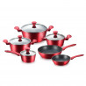 Set de oale si tigai Royalty Line FD10, 10 piese, Aluminiu turnat, Acoperire din marmura Greblon, Inductie, Rosu