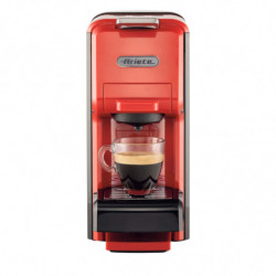 Ariete 1304/12 4-in-1 Espresso Machine for Ground Coffee and Capsules, 1350W, 19 bar, 0.7 L, Auto Shut-Off, Adjustable Base, Red