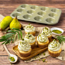 Zenker 7456 12-cup muffin pan, 7 cm, ILAG Maximizing Green coating, Up to 180°C, Green