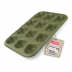 Zenker 7456 12-cup muffin pan, 7 cm, ILAG Maximizing Green coating, Up to 180°C, Green