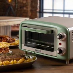 Cuptor electric Ariete VINTAGE 3919/04, 800W, 10 l, 3 moduri, Pana la 230°C, Geam termopan dublu, Timer 60 min, Verde