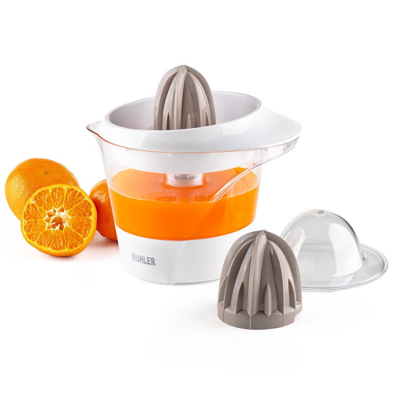 Storcator electric pentru citrice Muhler MJ-2505, 25W, 0,5 L, Reverse, 2 conuri, Alb