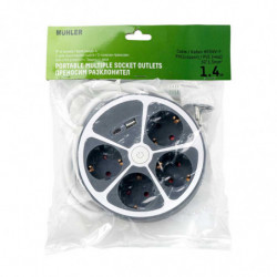 Раклонител с 4 гнезда и 2 USB порта