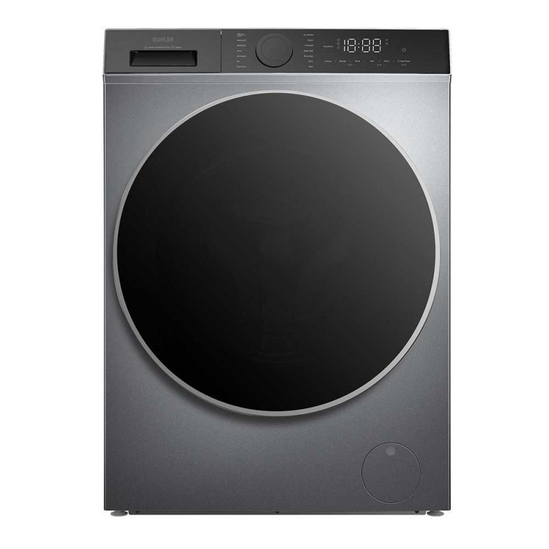 Muhler IWM1014SBi Front-Load Washing Machine, Energy Class B, 14 Programs, 10 kg Capacity, 1400 RPM, Inverter, LED Display, Steam Wash, Gray