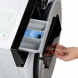 Пералня с предно зареждане Muhler IWM7140NWA, Клас А, 7 кг, 1400 об/мин, Инверторна, LED, Пране с пара, Бял/черен