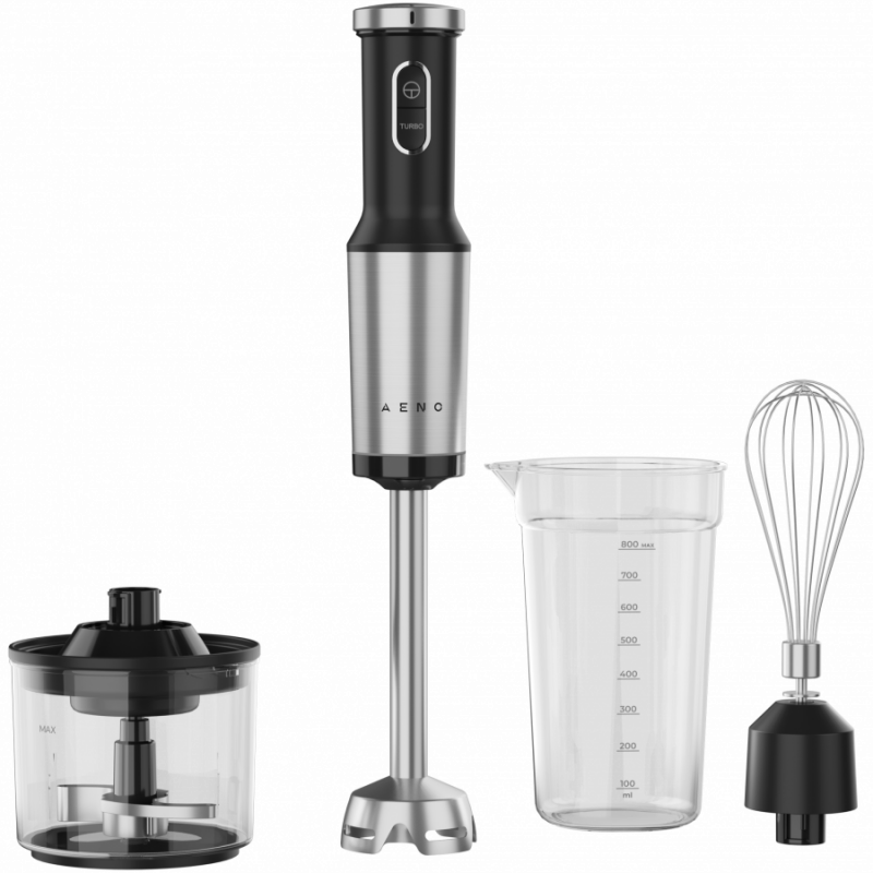 AENO AHB0004B 3-in-1 Blender, Chopper, and Mixer, 1200W, 0.5 L, 18 Speed Settings, Turbo, DC Motor, Black/Stainless Steel