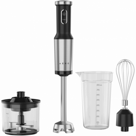 Blender, tocător și mixer 3 în 1 AENO AHB0004B, 1200 W, 0,5 l, 18 viteze, funcție Turbo, motor DC, negru/inoxidabil