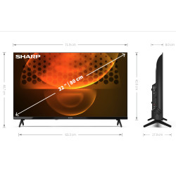 Sharp 32DI6EAAEUR TV, 32", 80 cm, 1366×768 HD Ready, Android TV™ 11, Wi-Fi, Game Mode, Bluetooth, 3 HDMI ports, VESA 100×100 mm, Black