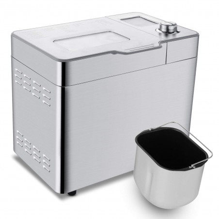 Masina de facut paine Nictemaw Baking Master, 550W, 25 programe, 3 trepte, 500/750/900g, LCD, Start intarziat 13h, Distribuitor automat, Argintiu