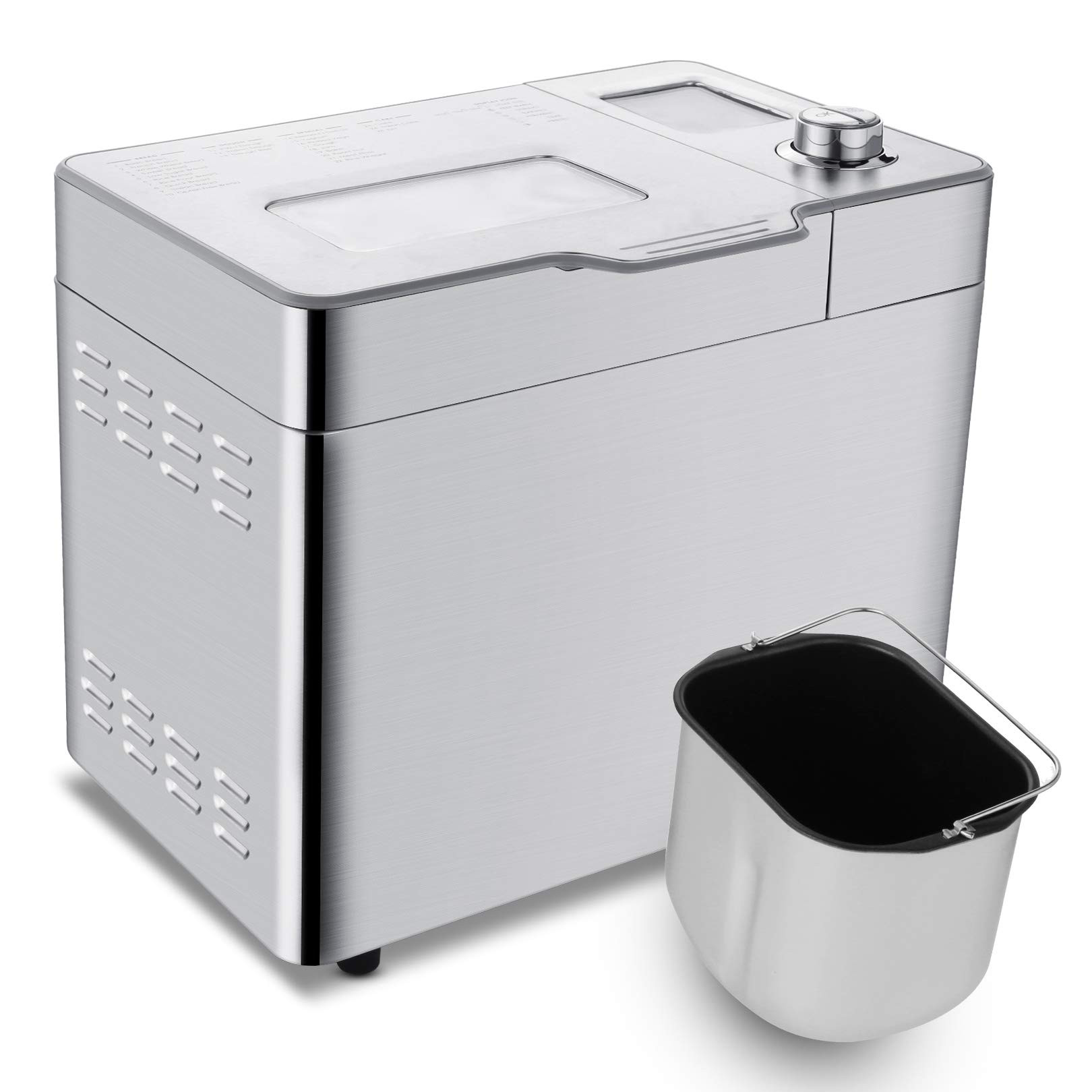 Хлебопекарна Nictemaw Baking Master, 550W, 25 програми, 3 степени, 500/750/900 гр, LCD, Отложен старт 13ч, Автоматичен дозатор, Сребрист