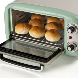 Ηλεκτρικός φούρνος Ariete VINTAGE 3919/04, 800W, 10 l, 3 λειτουργίες, Μέχρι 230°C, Διπλό θερμικό γυαλί, Χρονοδιακόπτης 60 λεπτά, Πράσινο
