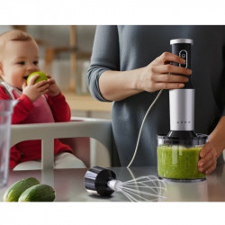 AENO AHB0004B 3 az 1-ben turmixgép, aprító és keverőgép, 1200 W, 0,5 l, 18 sebességfokozat, Turbo, egyenáramú motor, fekete/rozsdamentes acél