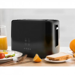 AENO ATS0002B kenyérpirító, 930 W, 7 fokozat, érintőképernyős vezérlés, visszaszámláló, túlmelegedés elleni védelem, csendes, fekete