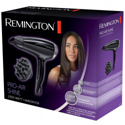 Сешоар Remington D5215 Pro Air Shine, 2300W, 2 скорости, 3 степени, Йонна система, 85 км/ч, Керамична решетка, Черен