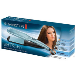 Remington S7350 Wet Hair Straightener, Ceramic Coating, 230°C, 10 Temperature Settings, Heats Up in 15 Seconds, LED Display, Blue