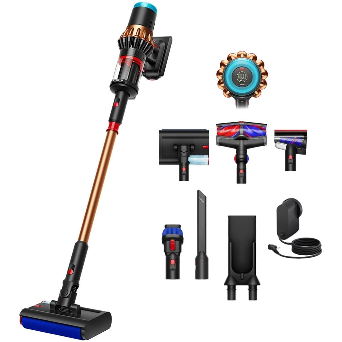 Вертикална прахосмукачка Dyson V16 Piston Animal Submarine 492969-01, 315AW, 900W, 1.3 л, 70 мин, CleanCompaktor™, Hyperdymium™, Wet/Dry, HEPA, LCD, Черен/мед