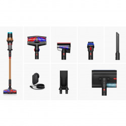 Aspirator vertical Dyson V16 Piston Animal Submarine 492969-01, 315AW, 900W, 1.3L, 70 min, CleanCompaktor™, Hyperdymium™, Umed/uscat, HEPA, LCD, Negru/Cupru