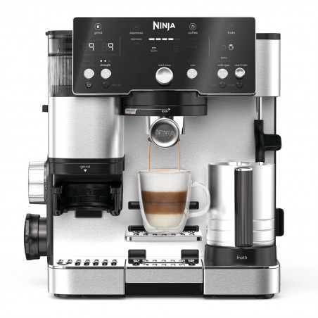 Ninja Luxe Café Essential ES501EU 2-in-1 Coffee Machine, 1650W, 9 bar, 2 L, Barista Assist, Hot Water Mode, 4 Programs, 3 Temperature Settings, Stainless Steel/Black