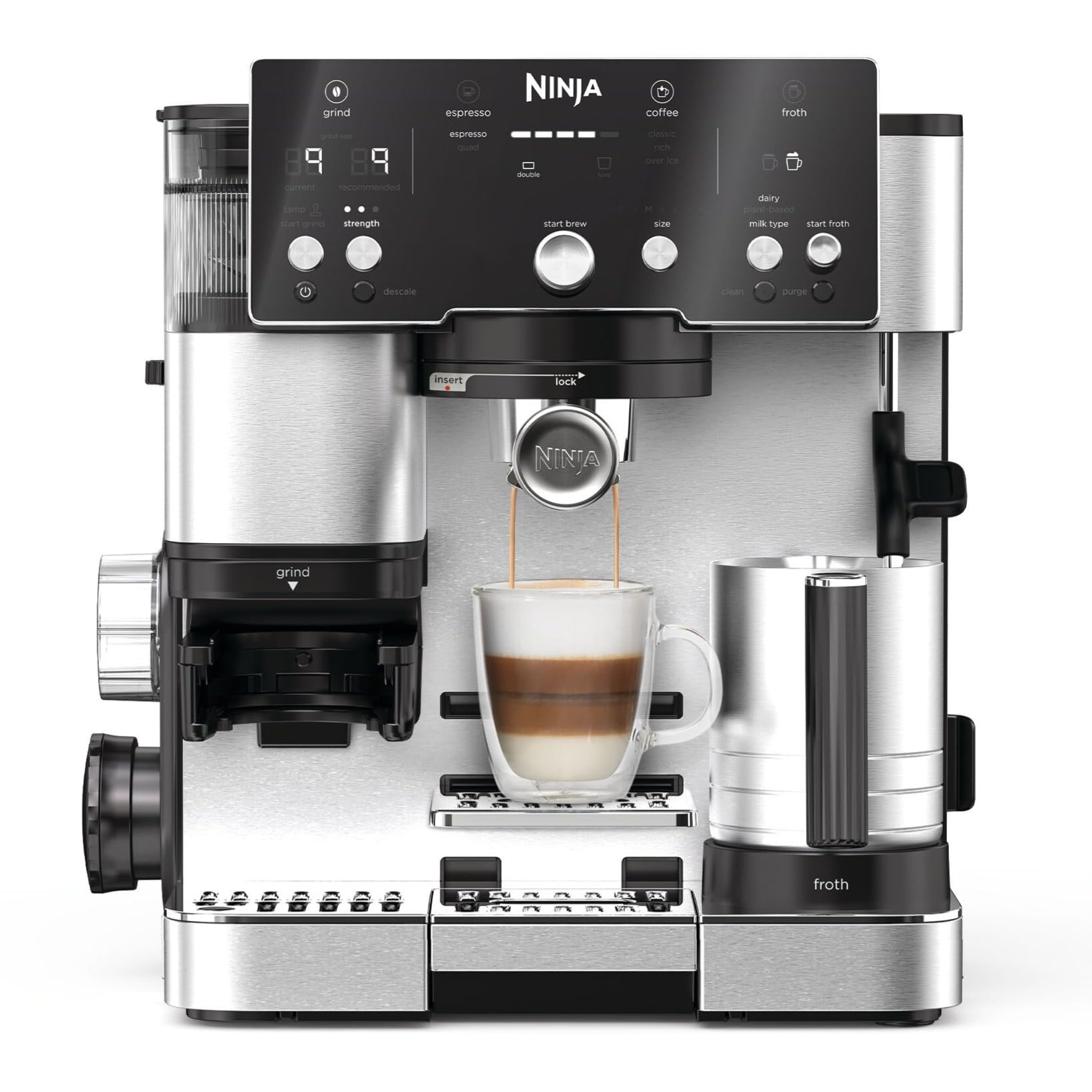 Кафеавтомат 2в1 Ninja Luxe Café Essential ES501EU, 1650W, 9 bar, 2 л, Barista Assist, Режим гореща вода, 4 режима, 3 темп. настройки, Инокс/Черен