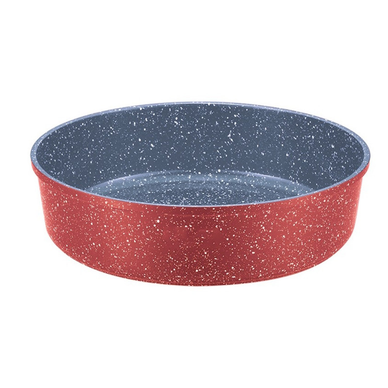 Tava de copt rotunda Oliver Voltz OV54322B28, 28x7 cm, Acoperire ceramica-marmura, Rosu