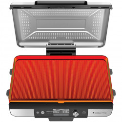 Grătar electric Ninja Sizzle Pro XL GX101EU, 1800W, 120°-260°C, 2 pliante ceramice, 10 burgeri, ProTemp IQ, Capac de schimb, Ceren/Inox