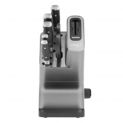 Комплект ножове с точило Ninja Foodi StaySharp Knife Block K32006EU, 6 части, Кована стомана, Стойка, Ергономична дръжка, Черен/инокс