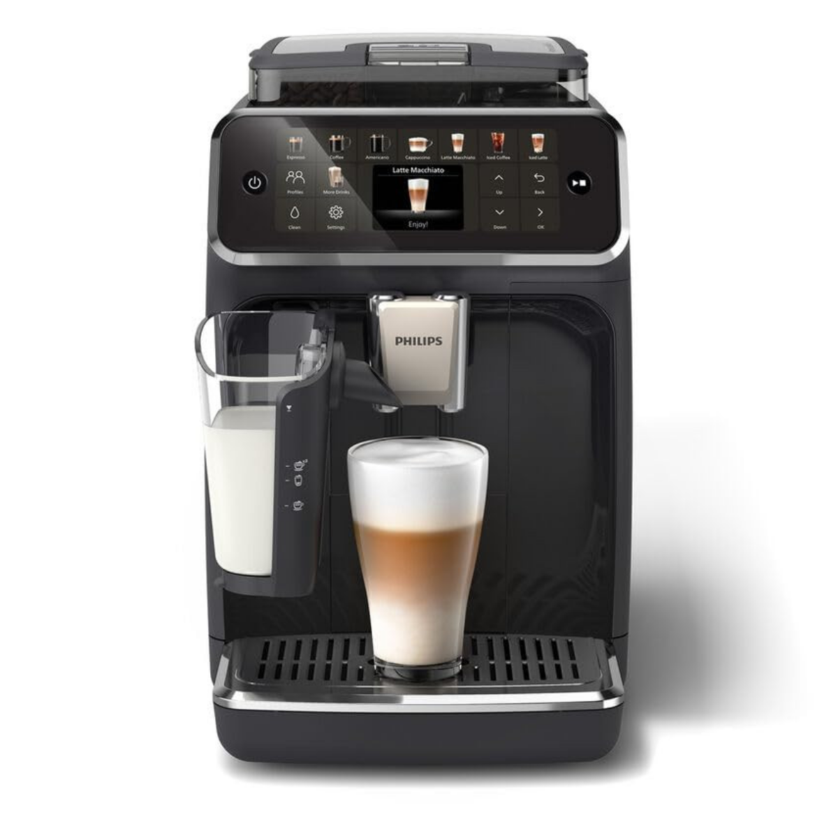 Кафеавтомат Philips EP5541/50 5500 LatteGo, 1500W, 15 bar, 1.8 л, 20 напитки, Керамична мелачка с 12 нива, TFT, AquaClean, SilentBrew, AromaExtract, ExtraShot, Черен