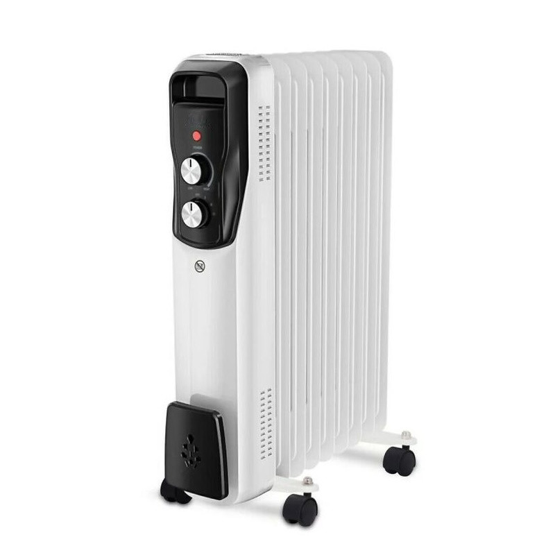 Маслен радиатор Sailnovo NSC-250-11F1, 2500W, 11 ребра, 30 м2, 3 степени, Въртящи се на 360 колелца, 10-35C, Бял
