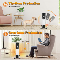 Sailnovo NSC-250-11F1 Oil-Filled Radiator, 2500W, 11 fins, 30 m², 3 heat settings, 360° rotating casters, 10–35°C, White