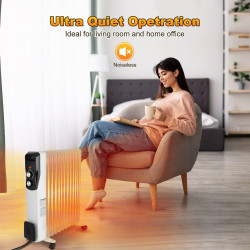 Radiator pe ulei Sailnovo NSC-250-11F1, 2500W, 11 vertebre, 30 m², 3 trepte, 360 roți pivotante, 10-35°C, Alb