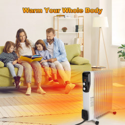 Sailnovo NSC-250-11F1 olajradiátor, 2500W, 11 lamella, 30 m2, 3 fokozat, 360 lengőkerekek, 10-35C, fehér