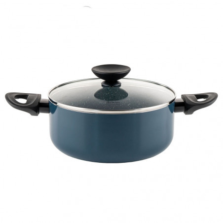 Κατσαρόλα Luigi Ferrero Prima FR-2644, 26x12 cm, 5.8 l, Αντικολλητική μαρμάρινη επίστρωση, Γυάλινο καπάκι με τρύπα ατμού, Επαγωγή, Σκούρο μπλε