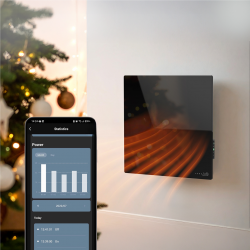 Панелен конвектор AENO AGH0012S, 500W, 12 м2, Инфрачервен + конвекция, LED, Мобилно управление, Wi-Fi, Детска защита, Сензори за наклон и падане, IP24, Черен