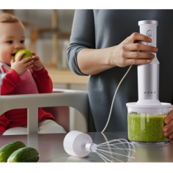 Turmixgép, aprító és mixer 3in1 AENO AHB0004W, 1200W, 0,5 l, 18 fokozat, Turbo, DC motor, fehér/inox