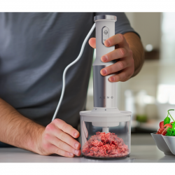 AENO AHB0004W 3-in-1 Blender, Chopper, and Mixer, 1200W, 0.5 L, 18 Speed Settings, Turbo, DC Motor, White/Stainless Steel