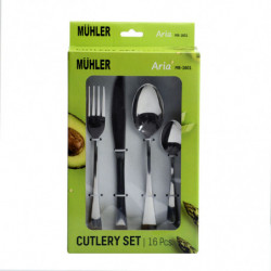 Set tacamuri Muhler Aria MR-1601, 16 piese, Otel inoxidabil, Argintiu