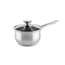 Set de oale Muhler MR-1242, 12 piese, Otel inoxidabil, Fund in trei straturi, Manere reci, Capace din sticla, Inductie, Argintiu