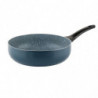 Βαθύ τηγάνι με καπάκι Luigi Ferrero Prima FR-2634L, 26x7.5 cm, 3.4 l, Αντικολλητική επίστρωση με μαρμάρινο εφέ, Γυάλινο καπάκι με τρύπα ατμού, Επαγωγή, Σκούρο μπλε