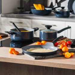 Τηγάνι για τηγανίτες Luigi Ferrero Prima FR-2832, 28x3 cm, Αντικολλητική επίστρωση με μαρμάρινο εφέ, Επαγωγή, Σκούρο μπλε