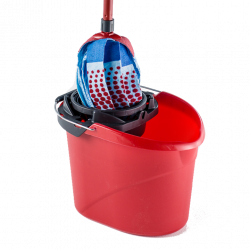Set de curățat podele Vileda Super Mocio, 3 bucăți, 10 l, mecanism de scurgere, roșu